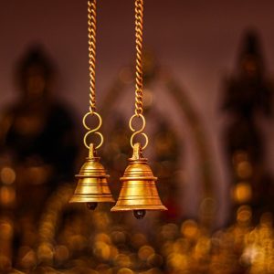 hanging brass temple bells