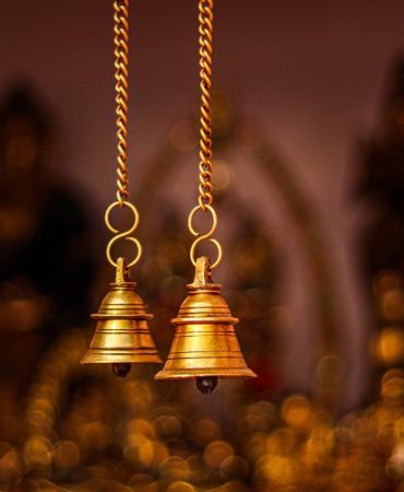 hanging brass temple bells