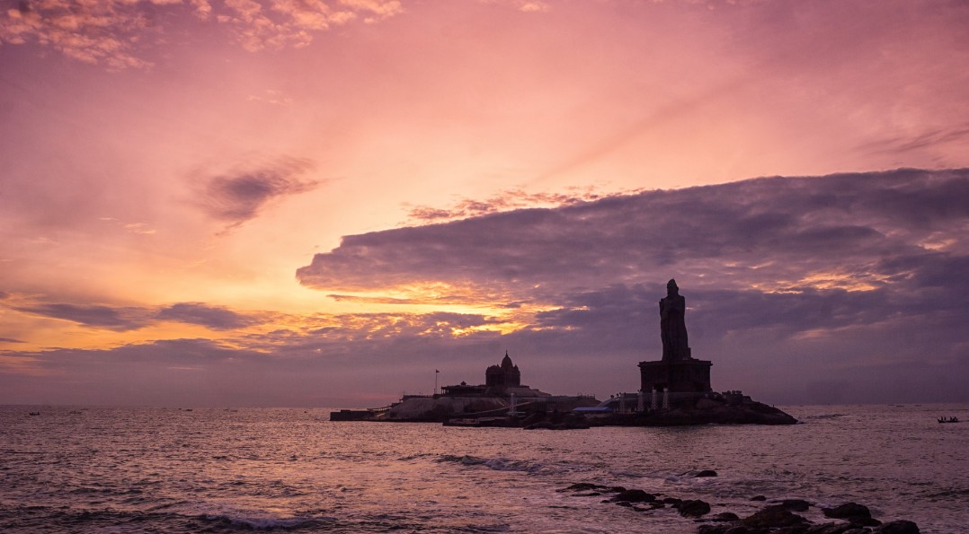 sunset at kanyakumari